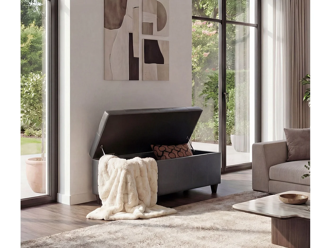 Coffre de rangement Kriens,  gris mat