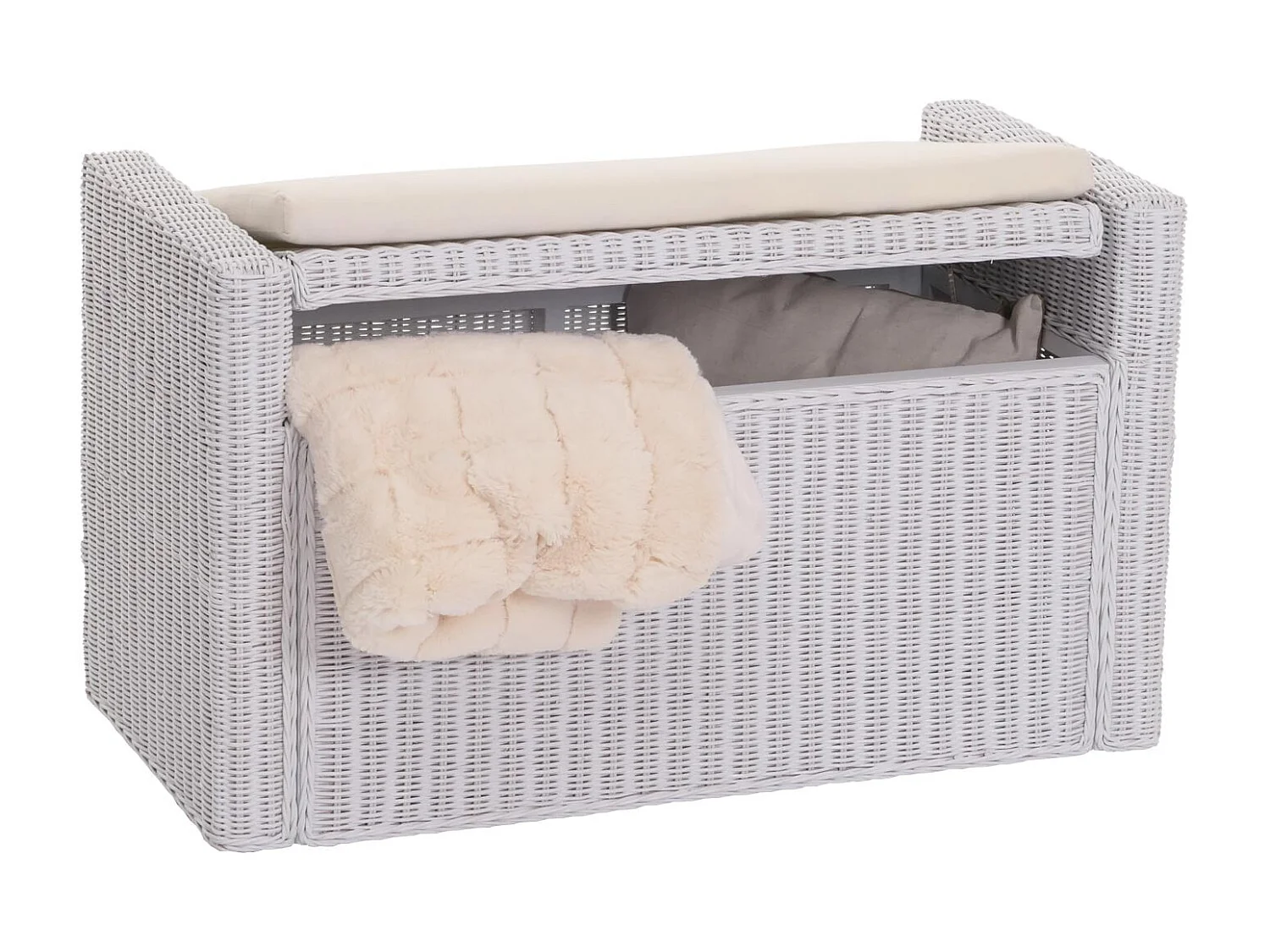 Baú de armazenamento Genua Rattan,  branco