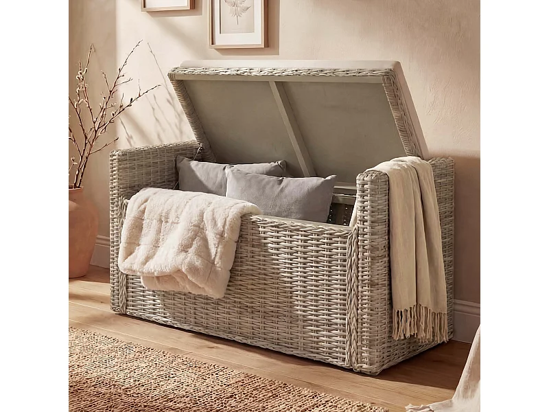 Aufbewahrungstruhe Genua Rattan, Kubu grau