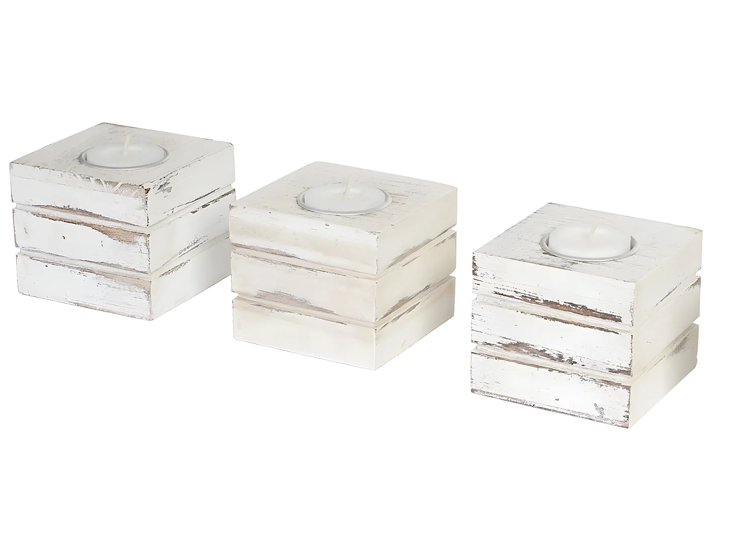 Porta-velas Tolve (conjunto de 3),  branco