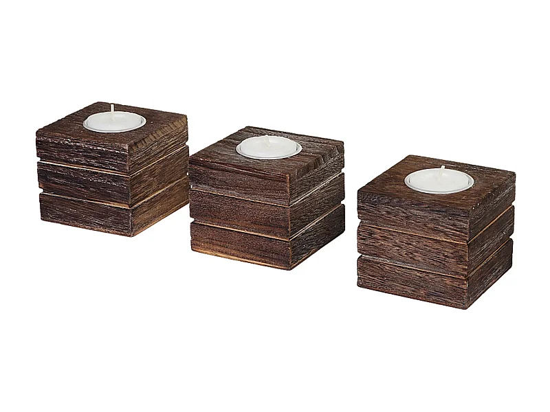 Porta-velas Tolve (conjunto de 3),  castanho