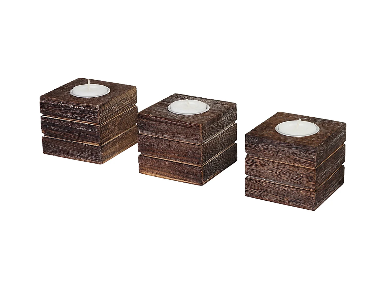 Theelichthouder Tolve (set van 3),  bruin