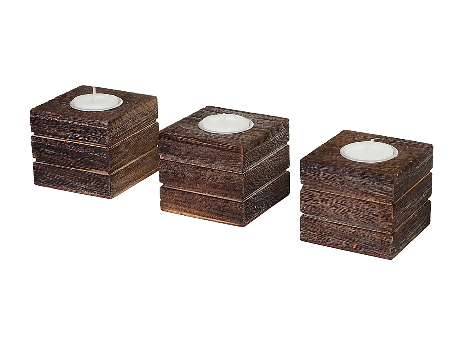 Porta-velas Tolve (conjunto de 3),  castanho