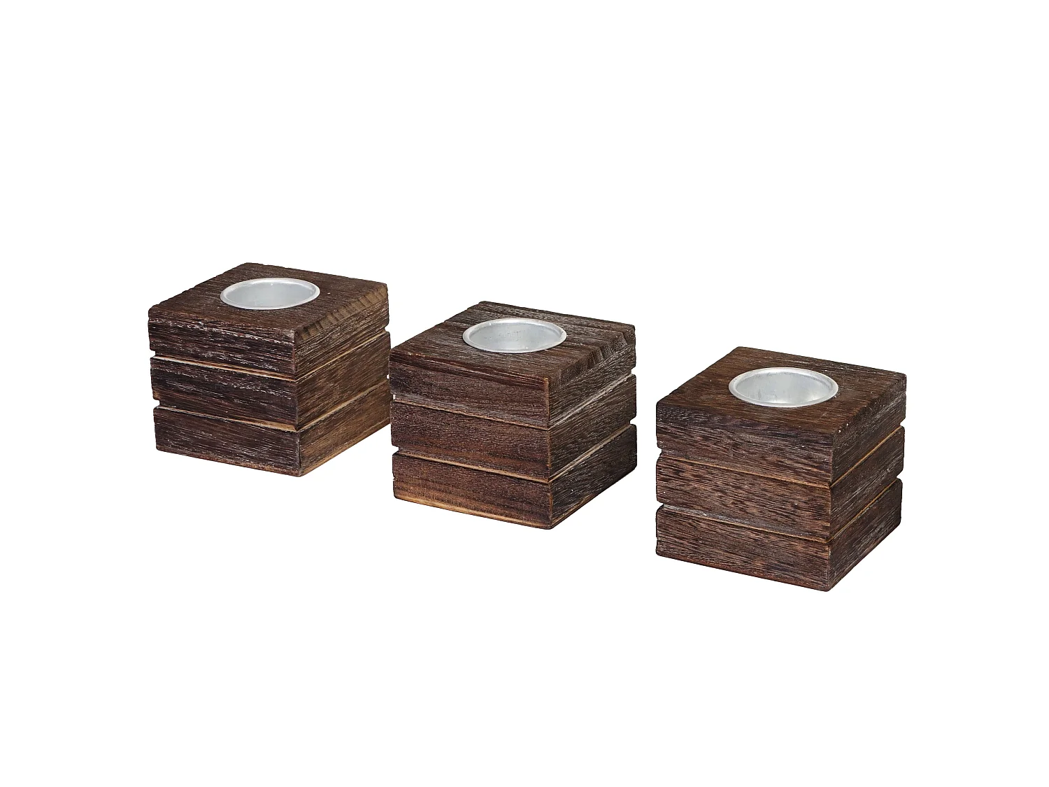 Porta-velas Tolve (conjunto de 3),  castanho
