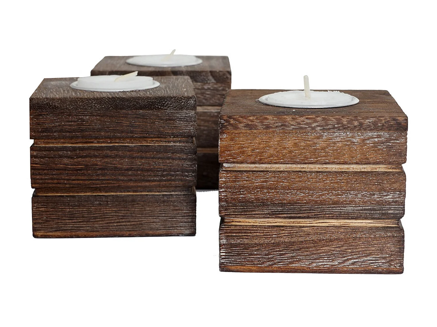Porta-velas Tolve (conjunto de 3),  castanho