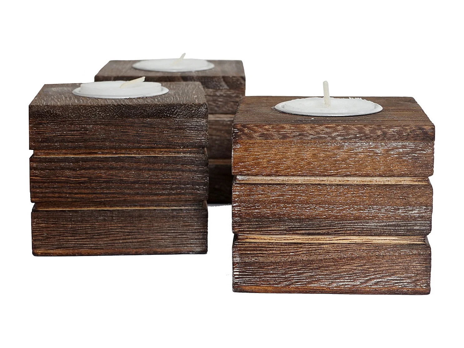 Porta-velas Tolve (conjunto de 3),  castanho