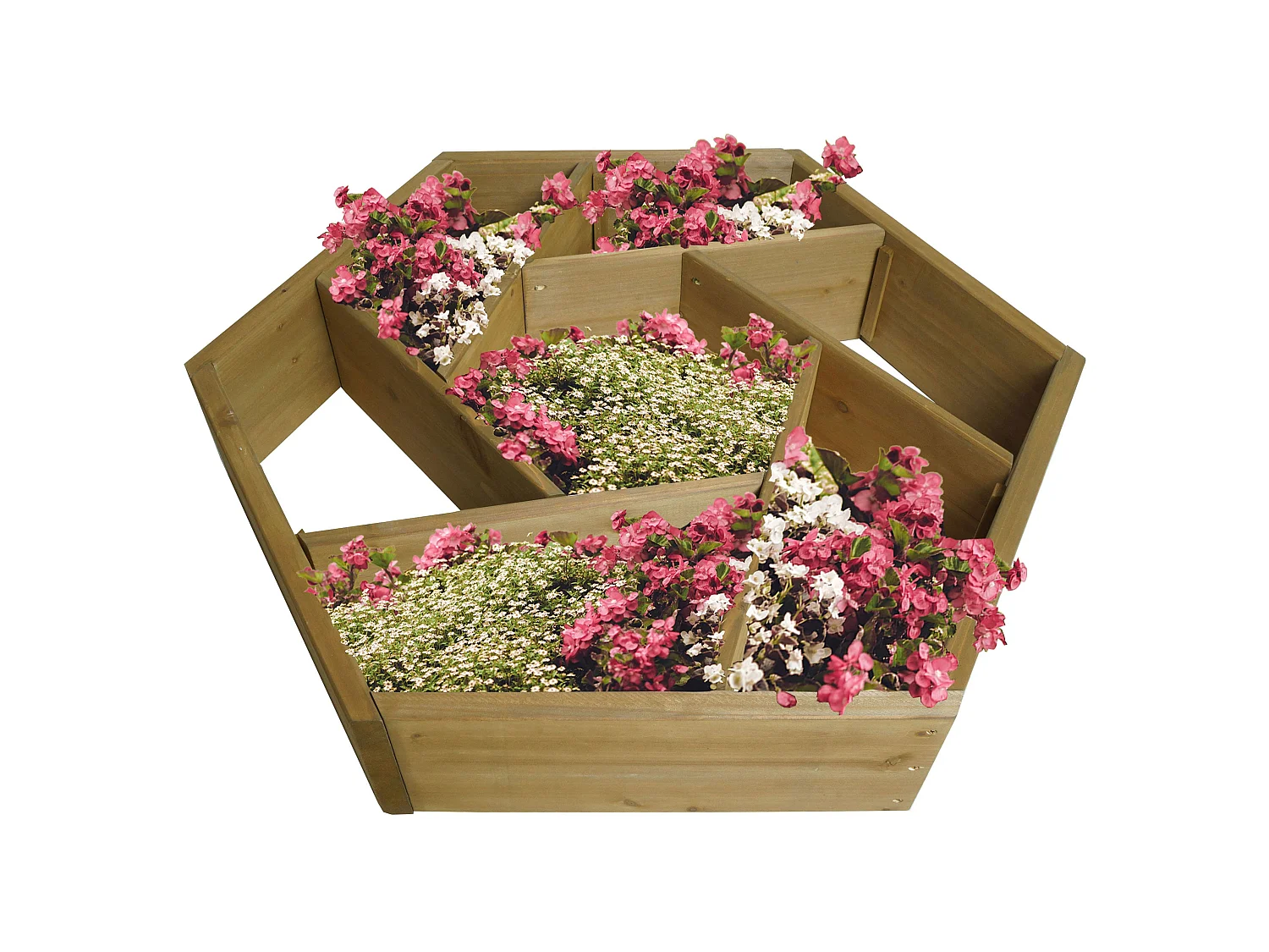 Pflanzkasten MCW-L70, Blumentopf Blumenbeet 7 Fächer, eckig 100x87cm Outdoor Tanne Holz MVG-zertifiziert, braun