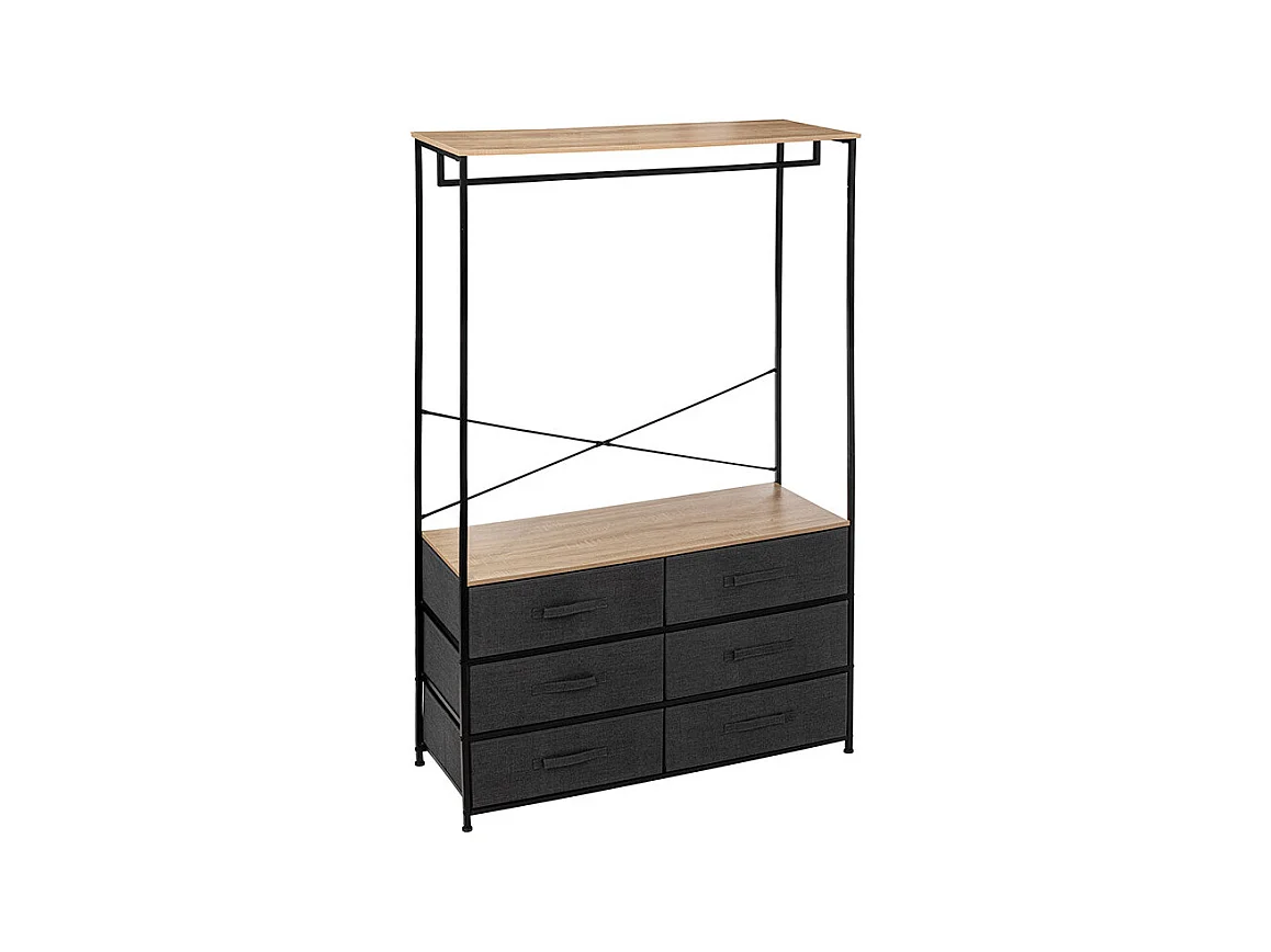 Dressing Penderie 6 Tiroirs "Tissa" 167cm Gris Foncé