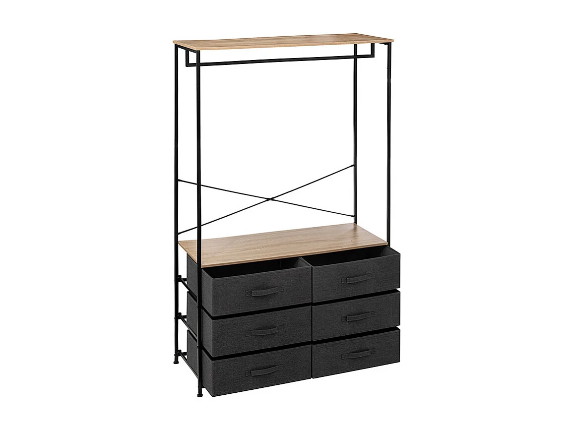 Dressing Penderie 6 Tiroirs "Tissa" 167cm Gris Foncé