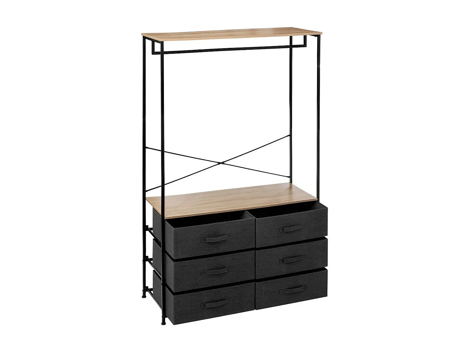 Vestidor Tissa 6 cajones barra Roble Gris Oscuro Acero 100x167 cm