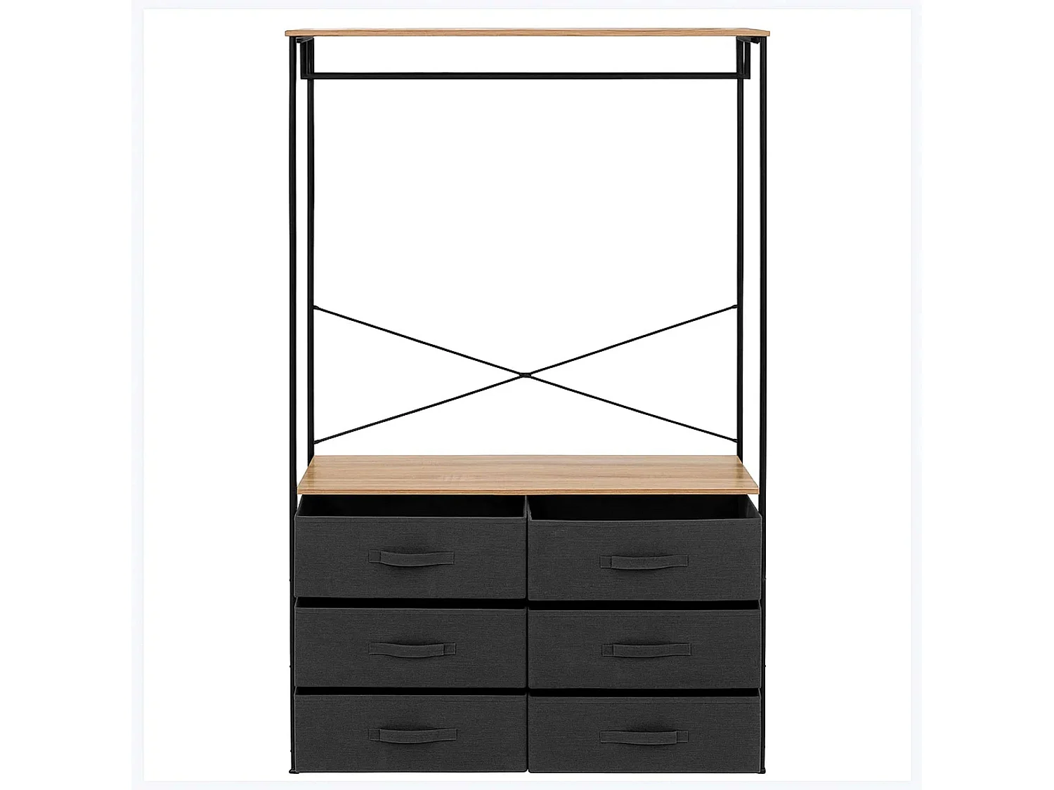 Vestidor Tissa 6 cajones barra Roble Gris Oscuro Acero 100x167 cm