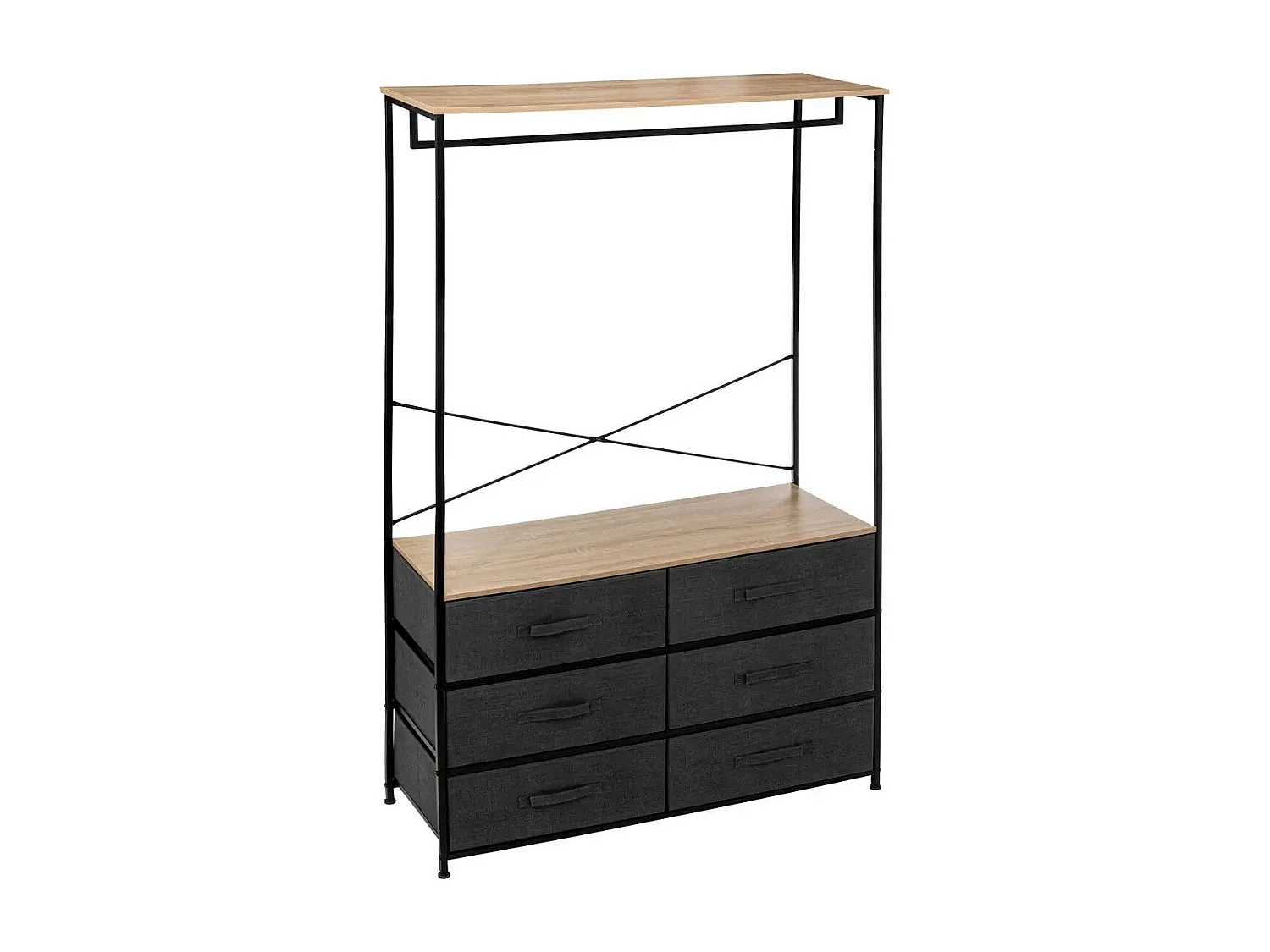 Vestidor Tissa 6 cajones barra Roble Gris Oscuro Acero 100x167 cm