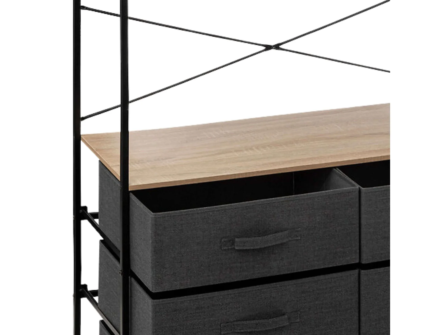 Vestidor Tissa 6 cajones barra Roble Gris Oscuro Acero 100x167 cm
