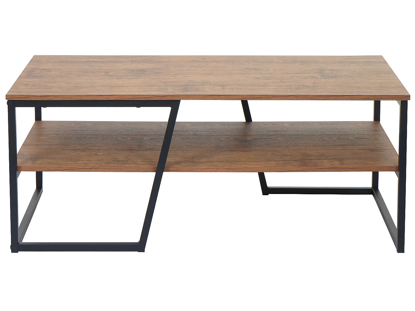 Couchtisch MCW-A27, Wohnzimmertisch Beistelltisch Sofatisch, Ablage Metall 3D-Struktur 46x110x60cm, Wildeiche-Optik