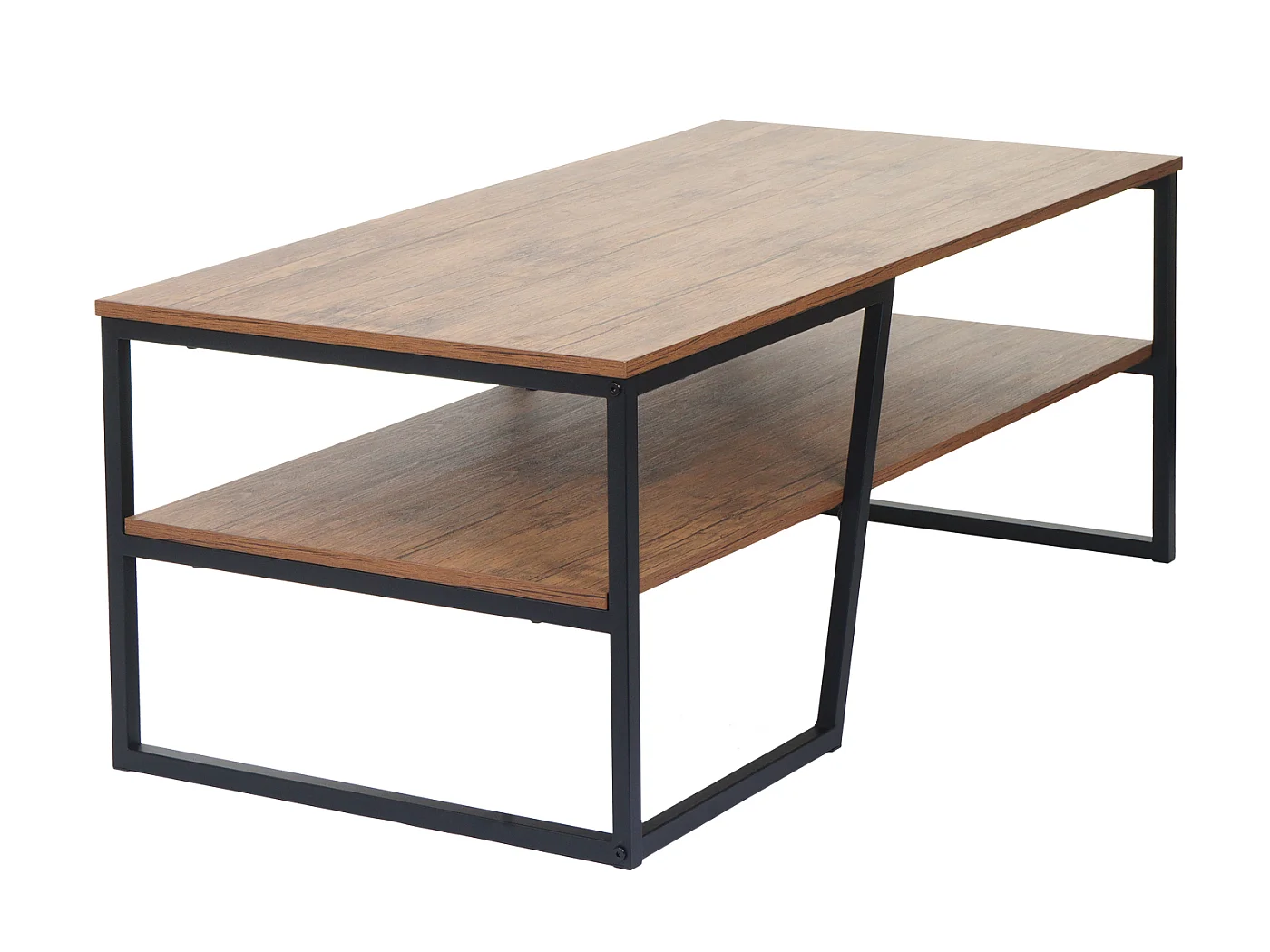 Couchtisch MCW-A27, Wohnzimmertisch Beistelltisch Sofatisch, Ablage Metall 3D-Struktur 46x110x60cm, Wildeiche-Optik