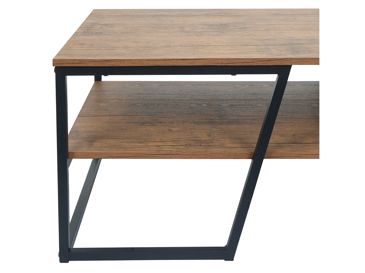 Couchtisch MCW-A27, Wohnzimmertisch Beistelltisch Sofatisch, Ablage Metall 3D-Struktur 46x110x60cm, Wildeiche-Optik