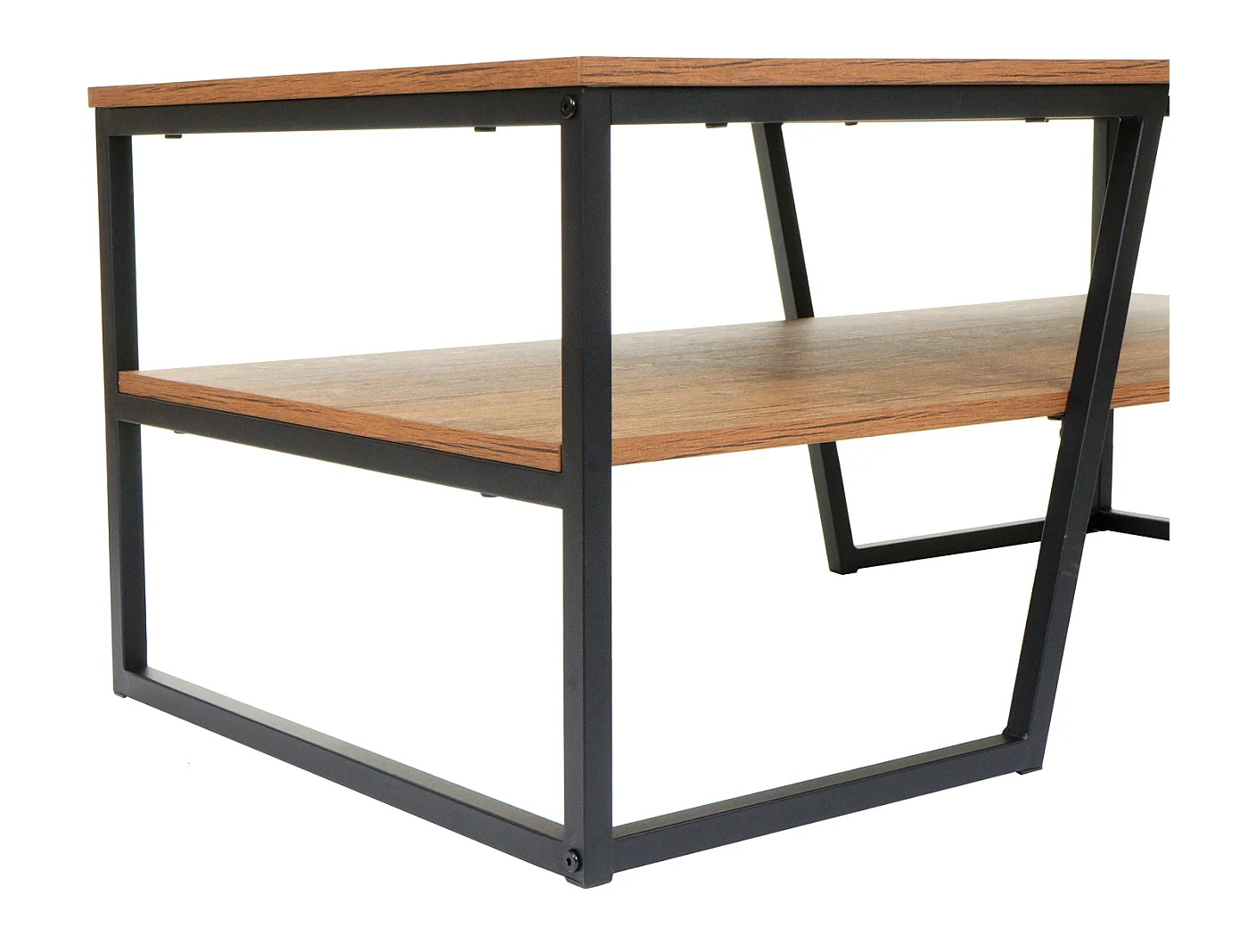 Couchtisch MCW-A27, Wohnzimmertisch Beistelltisch Sofatisch, Ablage Metall 3D-Struktur 46x110x60cm, Wildeiche-Optik