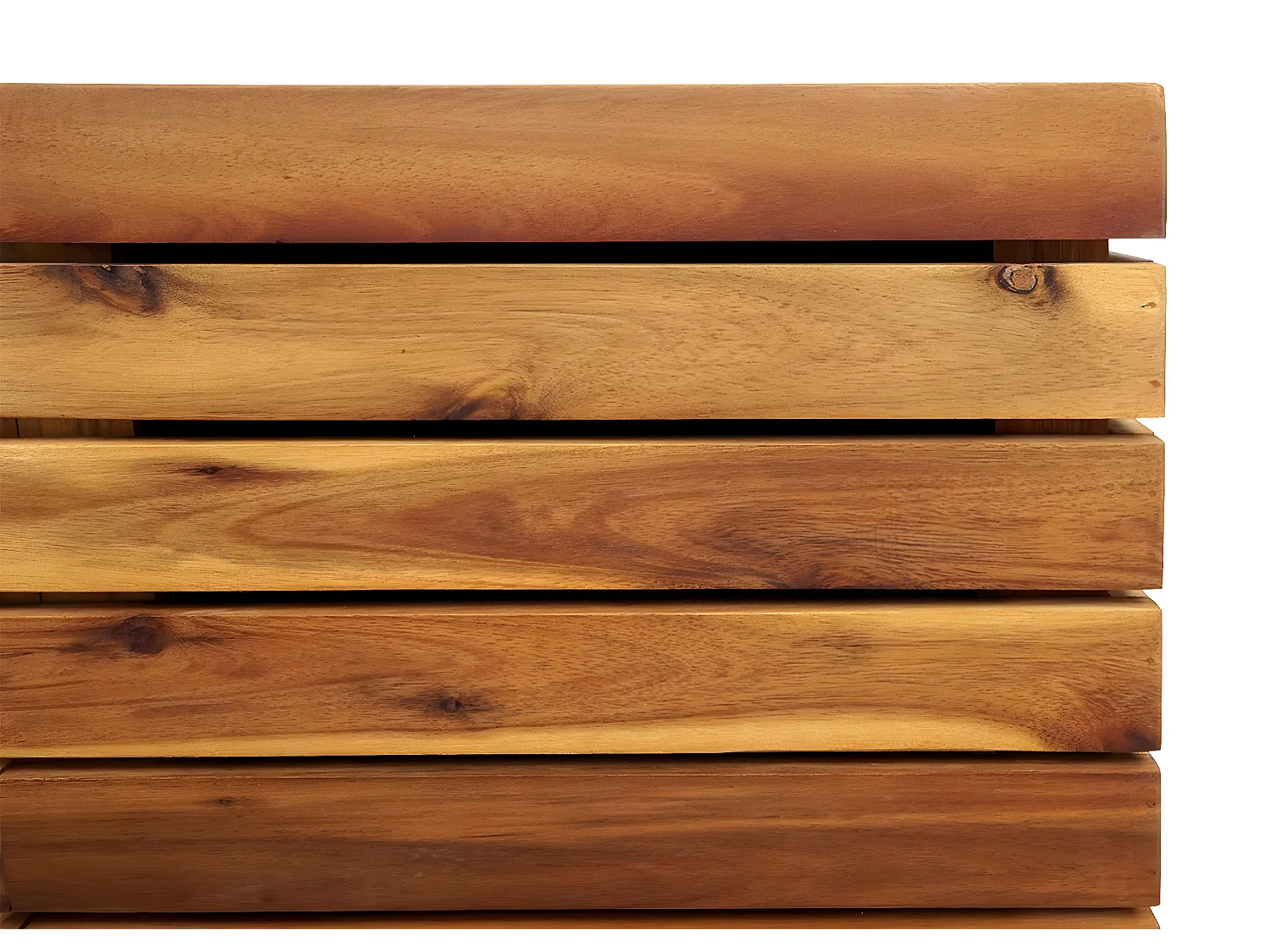 Fioriera vaso alto piante rettangolare MCW-L25 acciaio legno acacia 60x62x22cm legno naturale