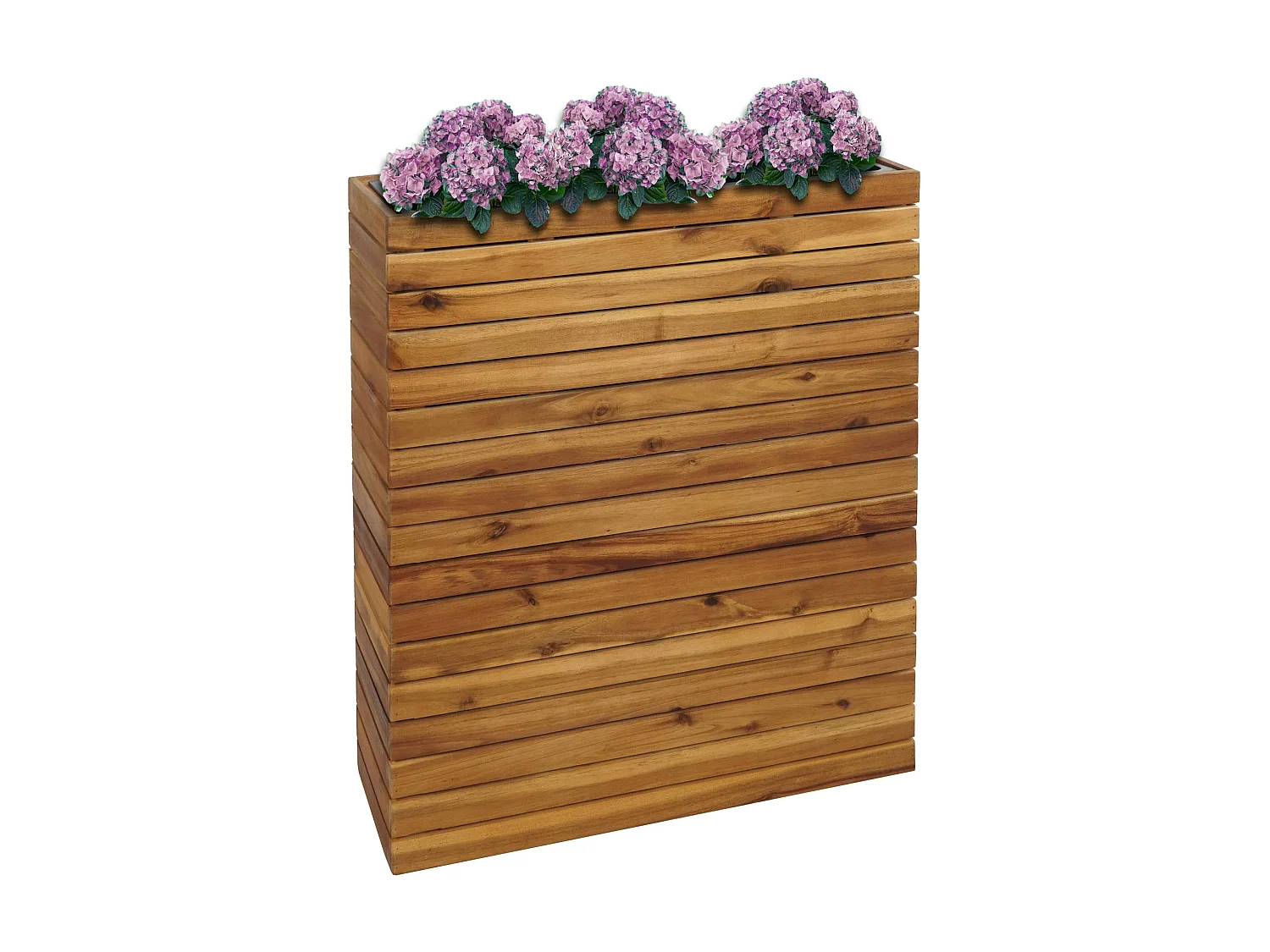 Fioriera vaso piante rettangolare alto MCW-L21 legno acacia 77x63x23cm legno naturale