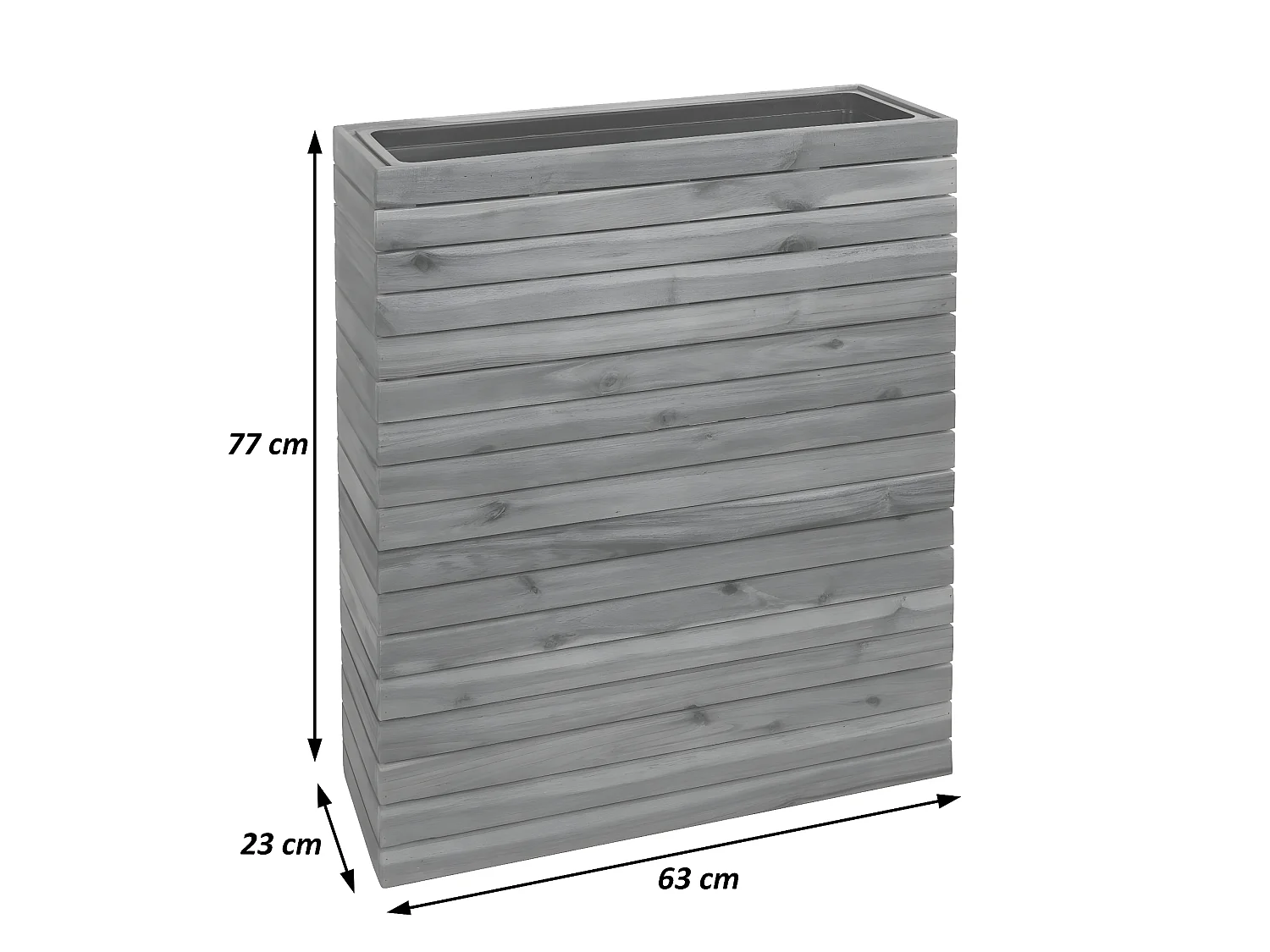 Fioriera vaso piante rettangolare alto MCW-L21 legno acacia 77x63x23cm legno naturale