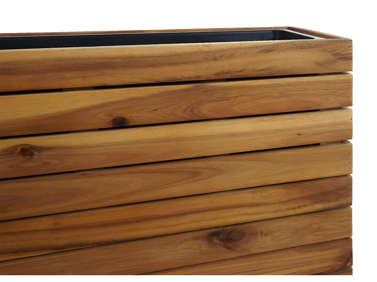 Fioriera vaso piante rettangolare alto MCW-L21 legno acacia 77x63x23cm legno naturale