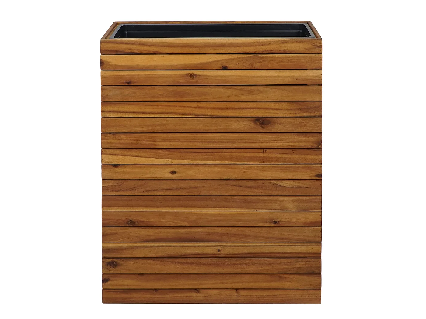 Fioriera vaso piante rettangolare alto MCW-L21 legno acacia 77x63x23cm legno naturale