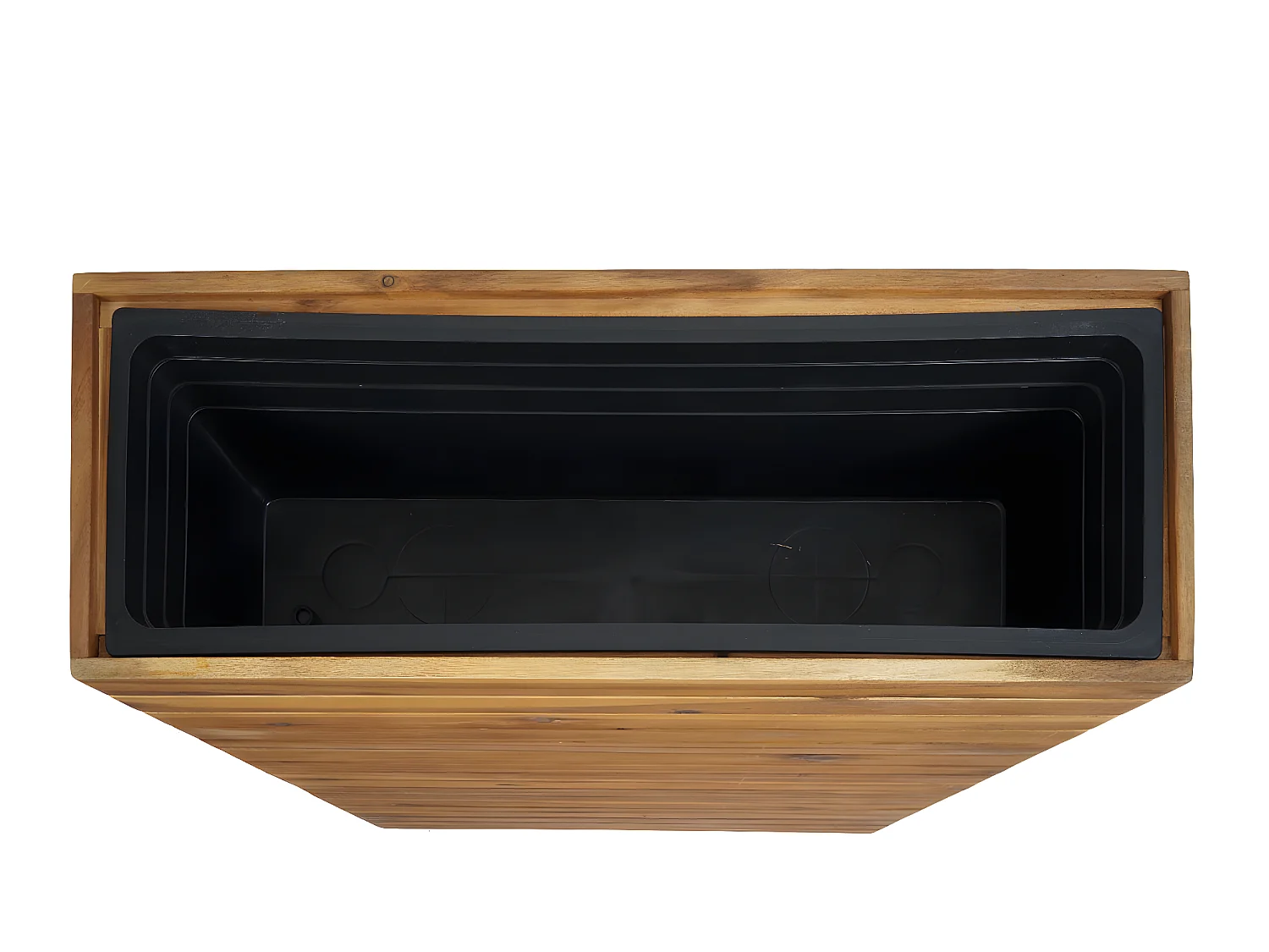 Fioriera vaso piante rettangolare alto MCW-L21 legno acacia 77x63x23cm legno naturale