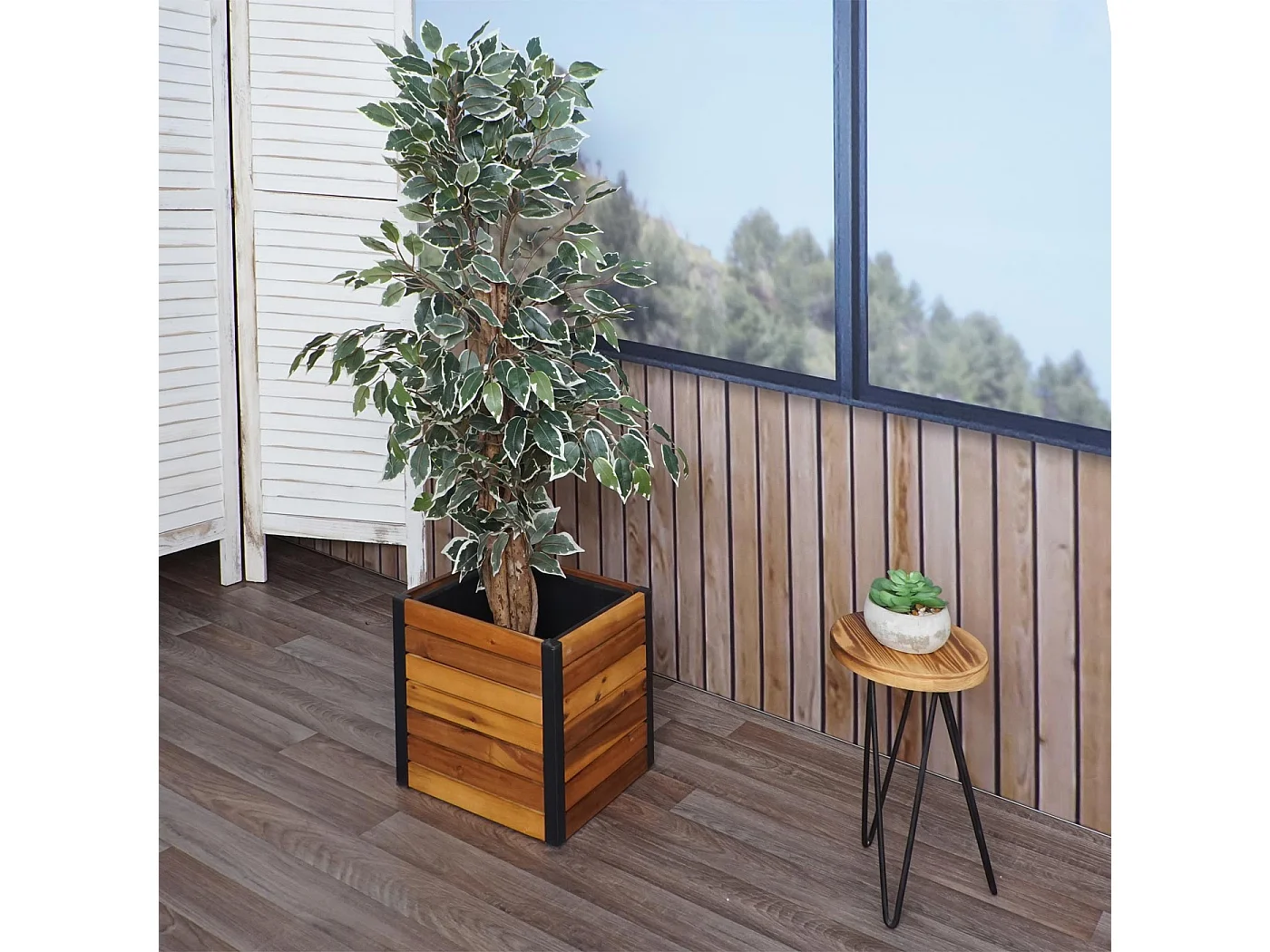 Jardinière MCW-L23,  32x34x34cm brun