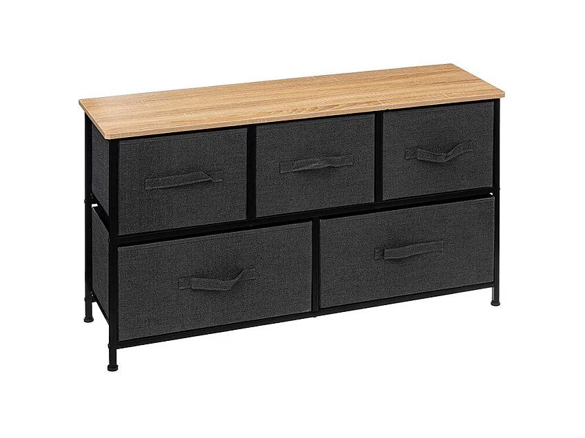 Commode Basse 5 Tiroirs "Tissa" 100cm Gris Foncé