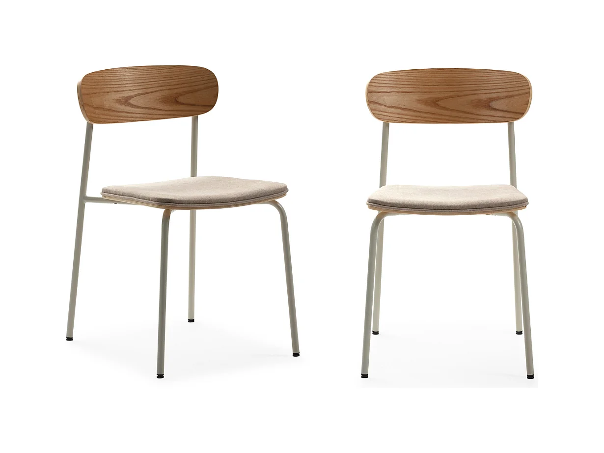 Juego de 2 sillas de madera con patas de metal 46x52 h78 cm