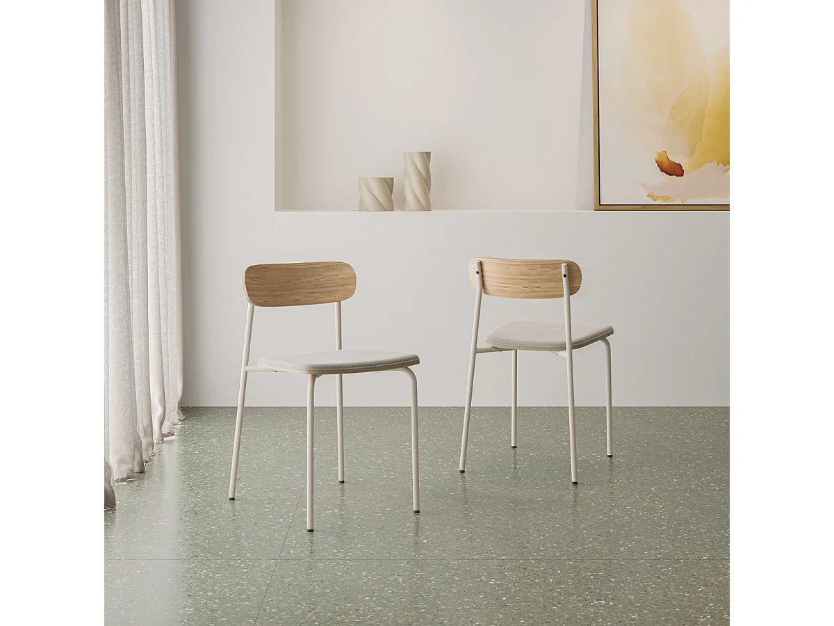 Lot de 2 chaises en tissu avec pieds en métal L46 cm - ADRIANA