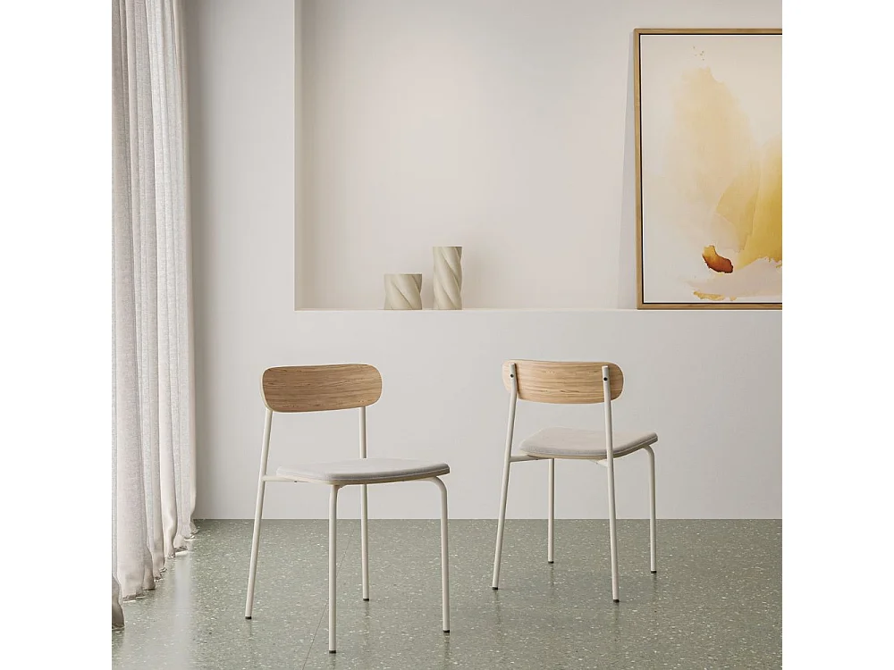 Lot de 2 chaises en tissu avec pieds en métal L46 cm - ADRIANA