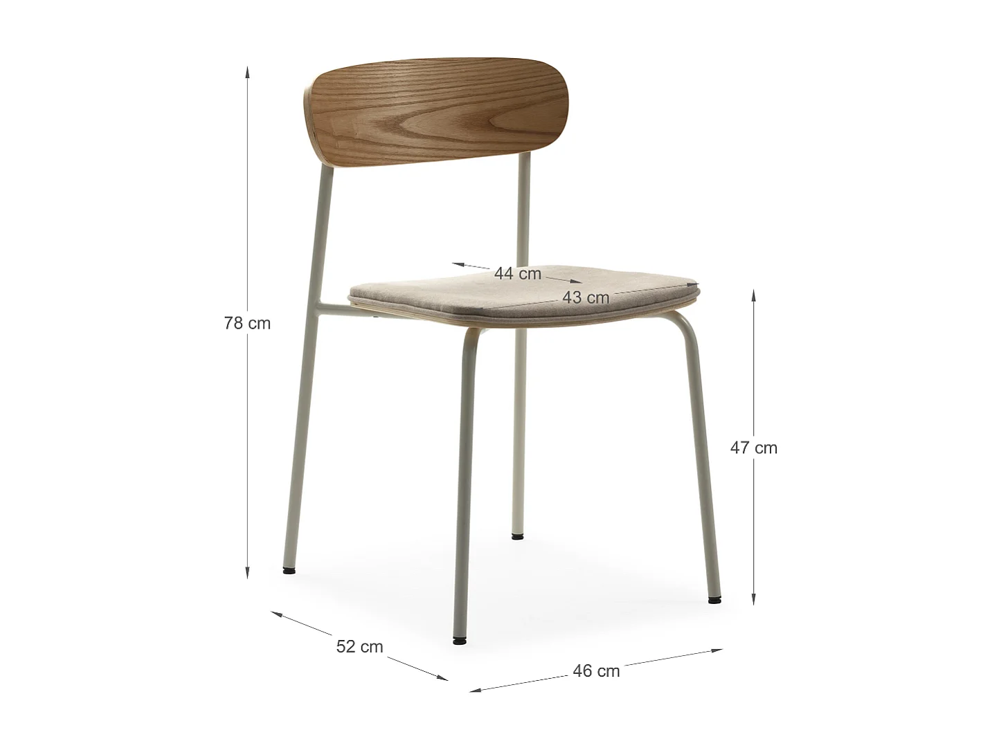 Set van 2 stoelen in stof met metalen poten L46 cm - ADRIANA