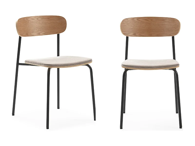 Lot de 2 chaises en tissu avec pieds en métal L46 cm - ADRIANA