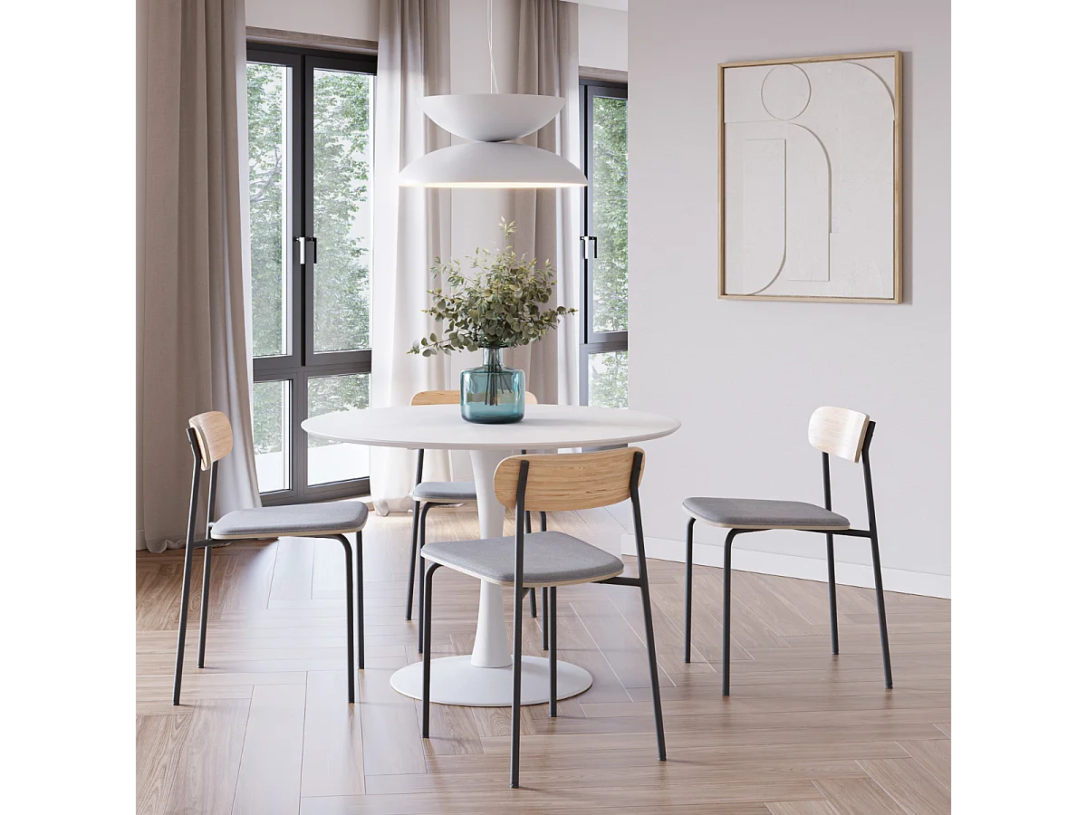 Set van 2 stoelen in stof met metalen poten L46 cm - ADRIANA