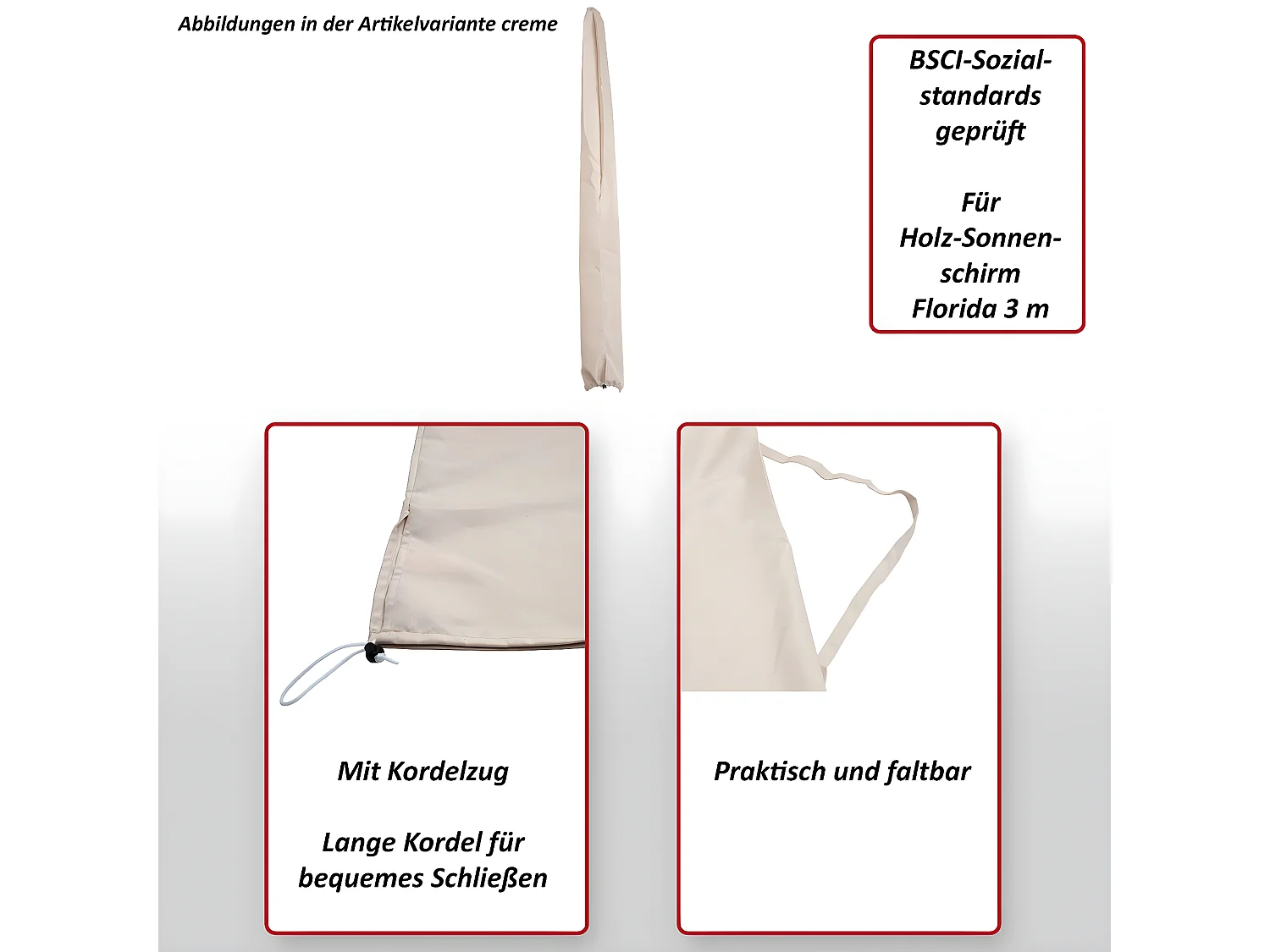 Funda protectora para sombrilla Lisboa,  crema