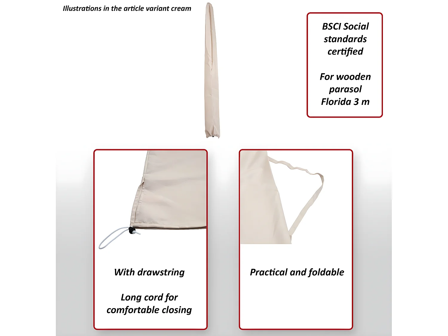 Beschermhoes voor parasol Lissabon,  crème