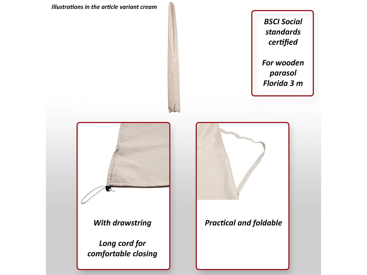 Housse de protection pour parasol Lisbonne,  crème