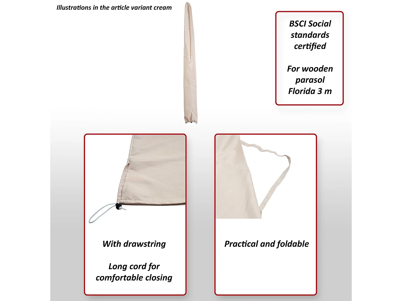 Housse de protection pour parasol Lisbonne,  crème
