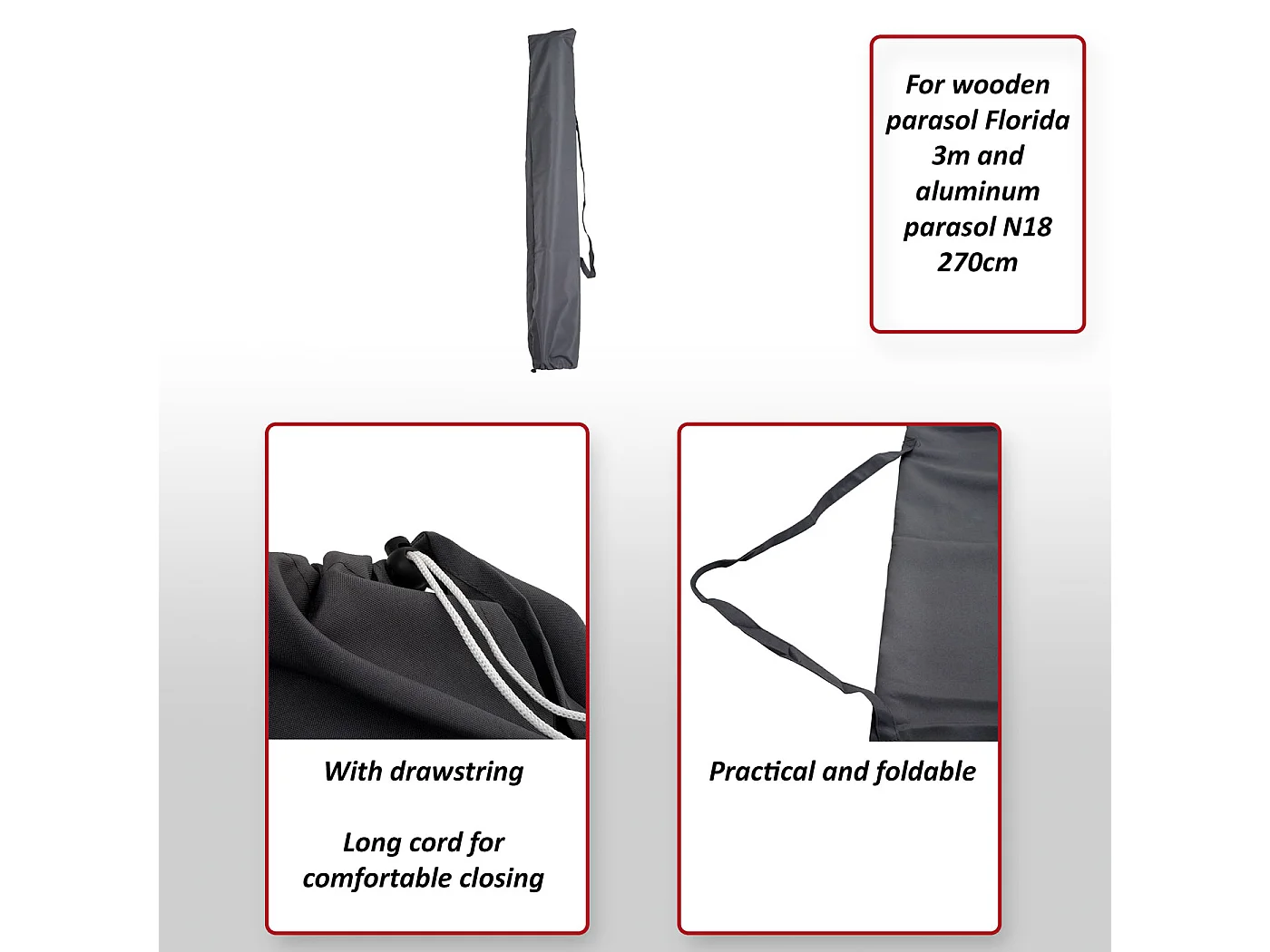 Housse de protection pour parasol,  anthracite