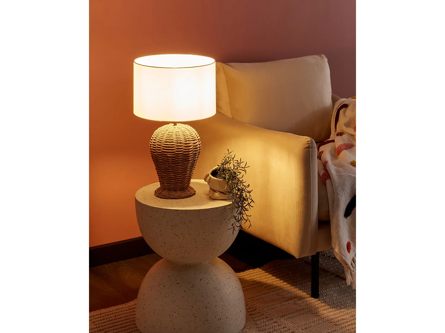 Lampe à poser FURELOS Rotin Naturel