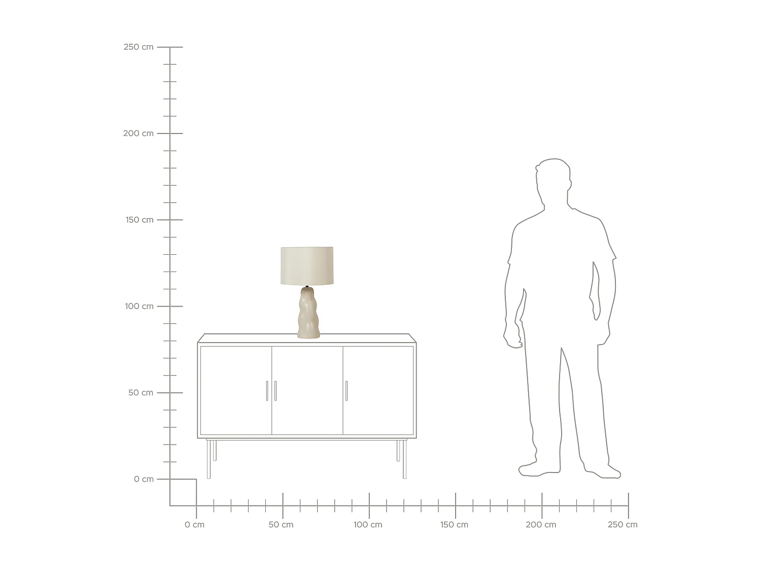 Tischlampe Keramik Vasenfuß beige Stoffschirm Trommelform mit Schalter Vilar
