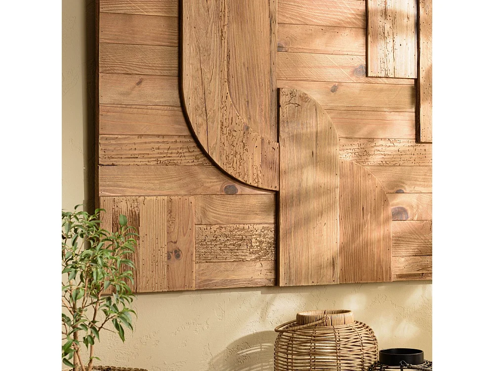 SANDY - Décoration murale - 98x80cm formes en bois de Pin recyclé