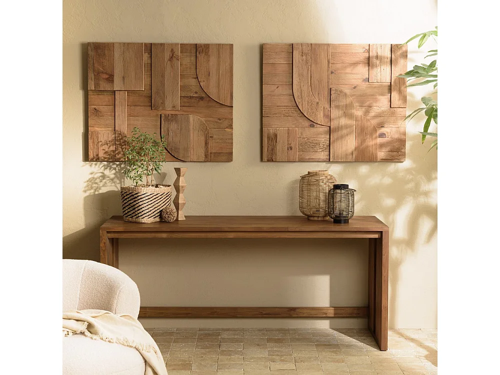 SANDY - Décoration murale - 98x80cm formes en bois de Pin recyclé