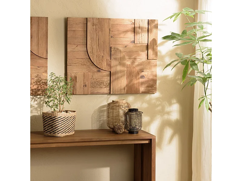 SANDY - Décoration murale - 98x80cm formes en bois de Pin recyclé