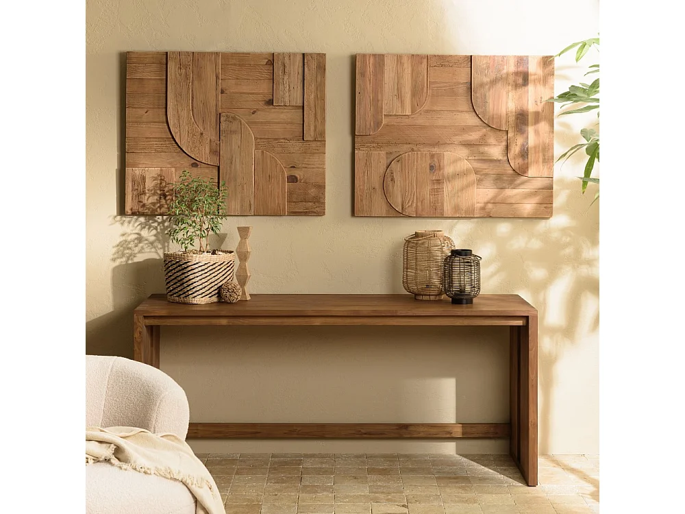 SANDY - Décoration murale - 98x80cm formes en bois de Pin recyclé