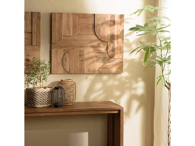 SANDY - Décoration murale - 98x80cm formes en bois de Pin recyclé