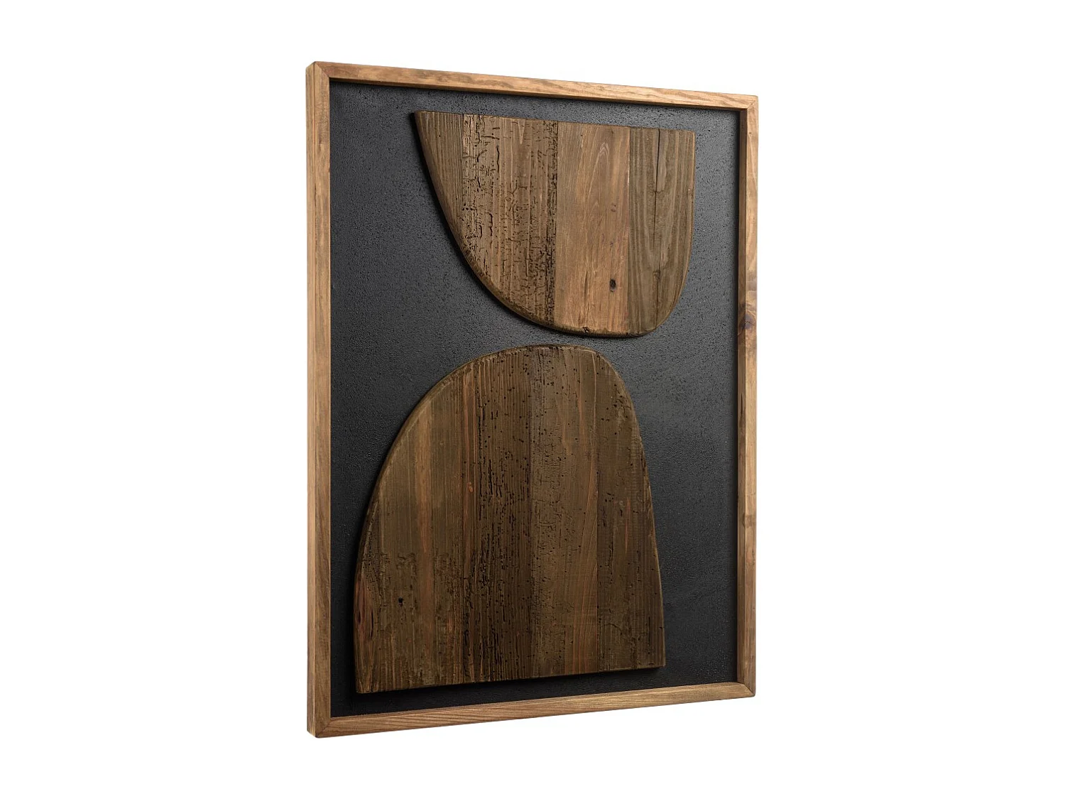 SANDY - Décoration murale 62x82cm bois de Pin recyclé sur fond noir