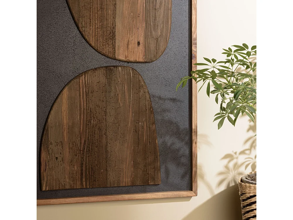 SANDY - Décoration murale 62x82cm bois de Pin recyclé sur fond noir