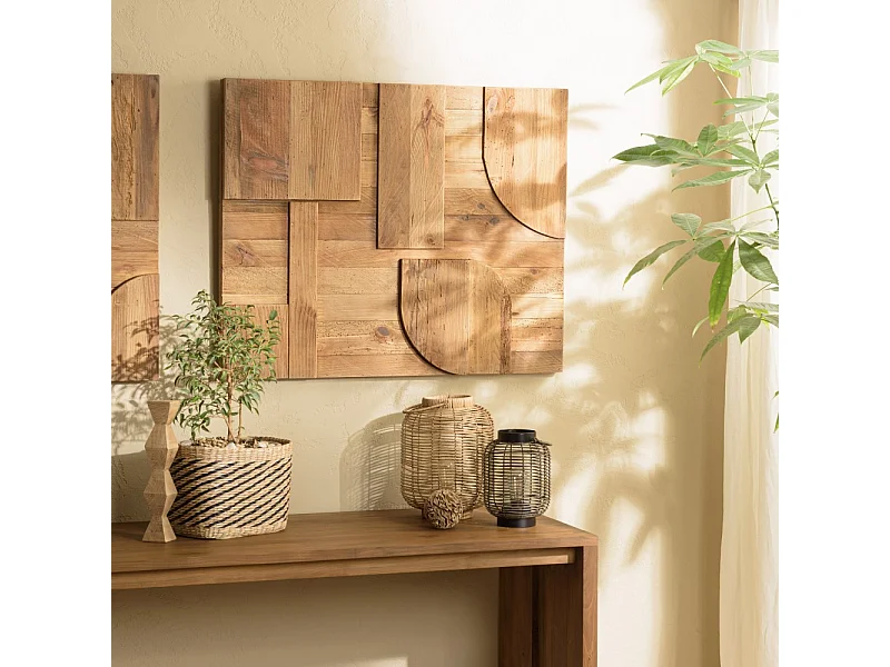 SANDY - Décoration murale - 98x80cm formes en bois de Pin recyclé